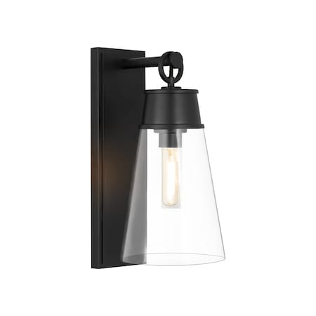 Wentworth 1 Light Wall Sconce, Matte Black & Clear